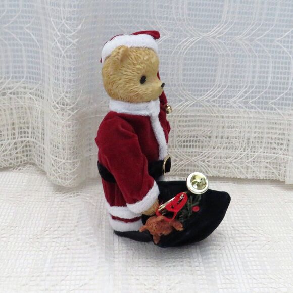 Vintage Bear Figure With Red Santa Jacket and Bag of Toys, Christmas Decoration - Picture 2 of 7